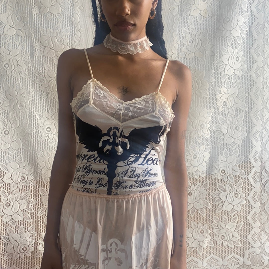 Sacred Heart Creme Lace Slip Bodysuit