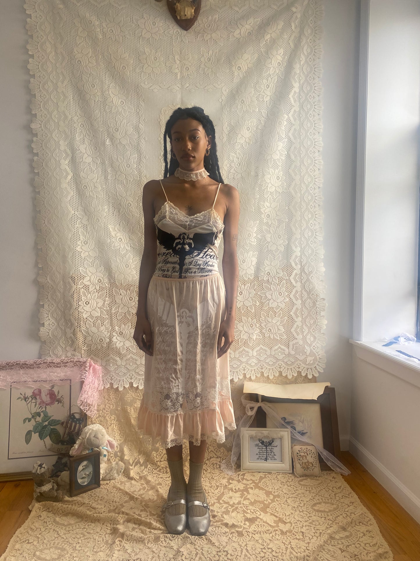 Sacred Heart Pink Ruffle Skirt