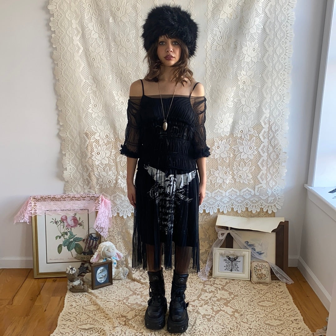 Sacred Heart Black Pleated Dress