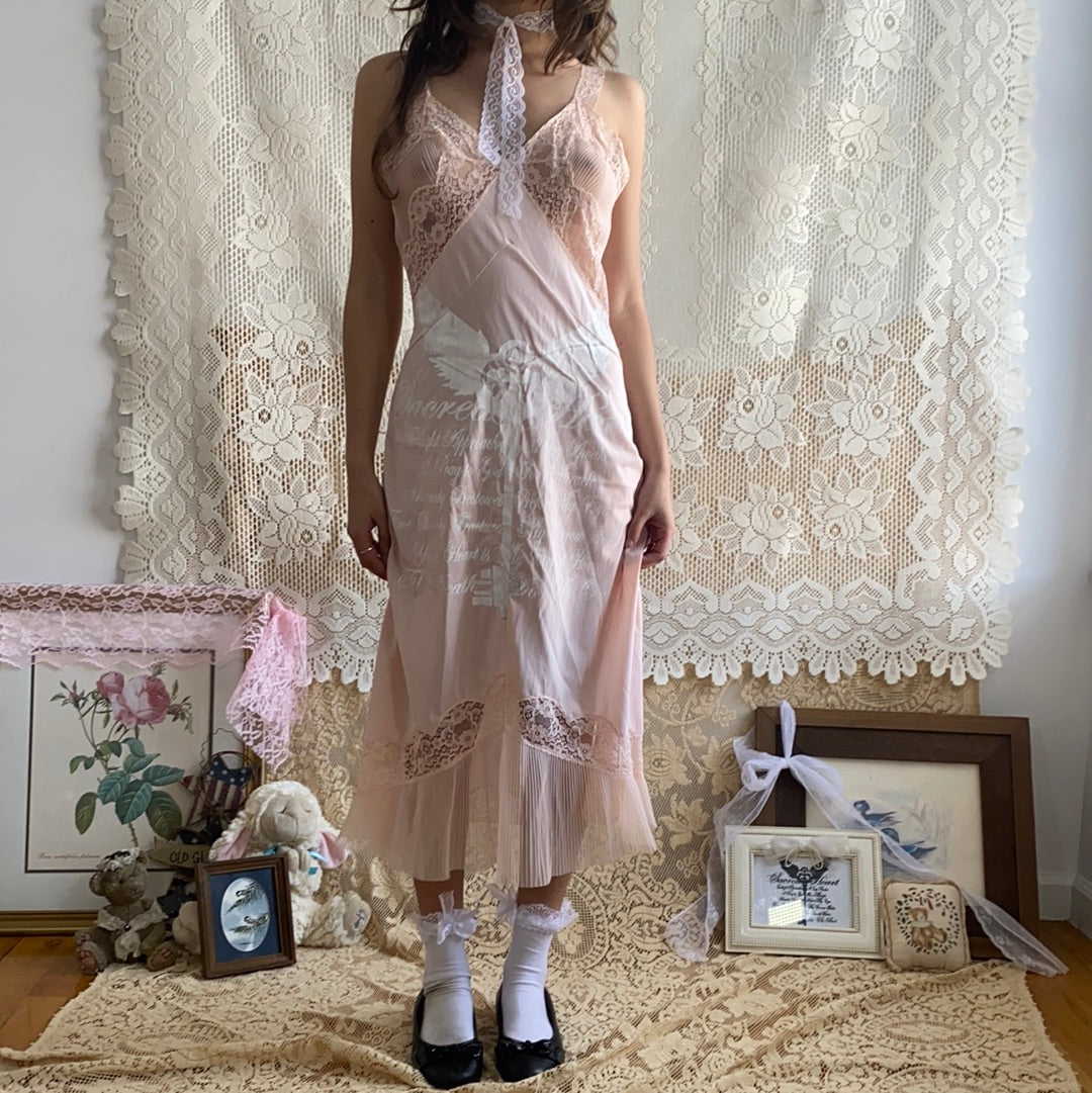 Sacred Heart Pink Lace Slip Dress