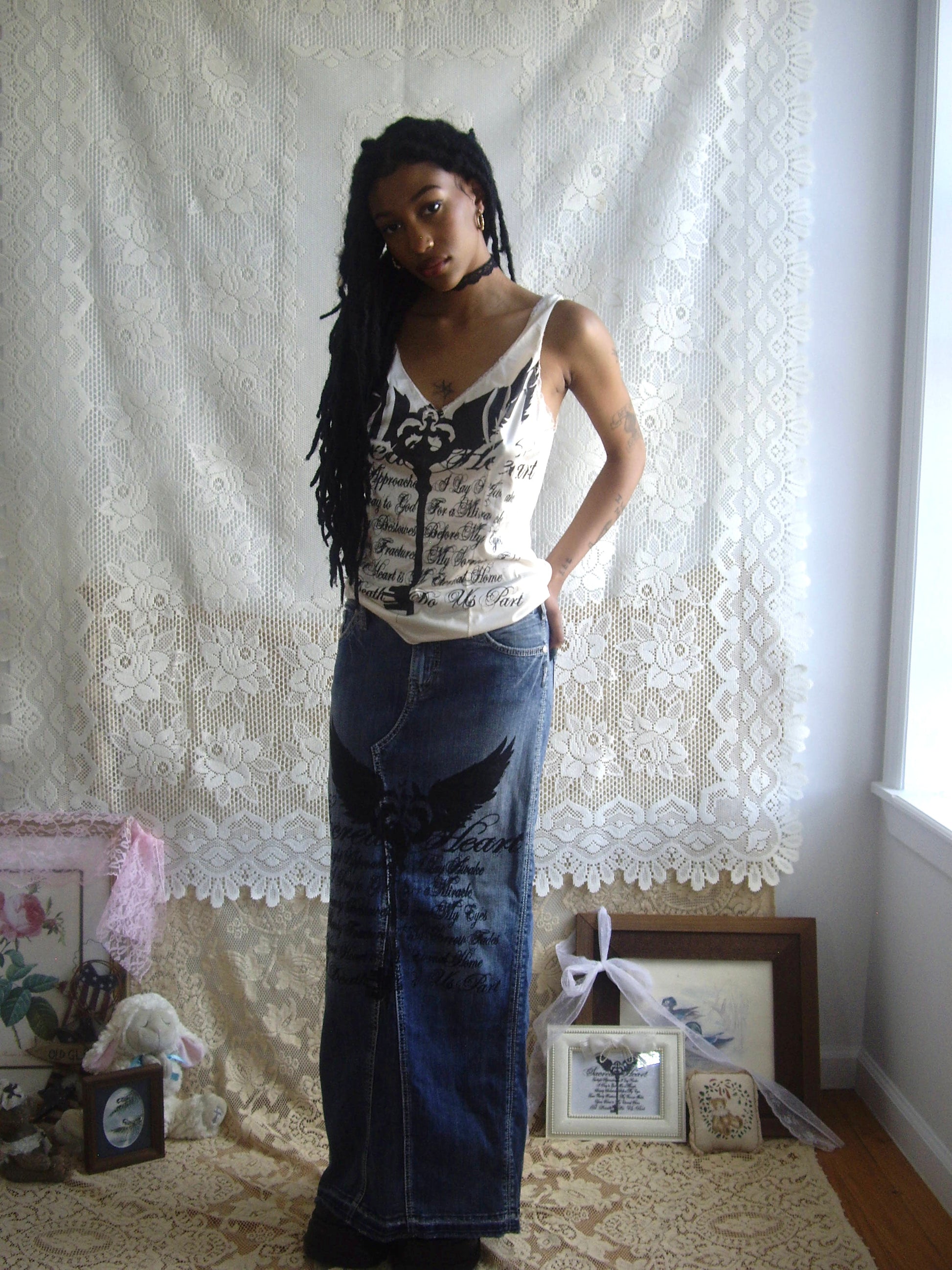Sacred Heart Denim Maxi Skirt – Bodycitated