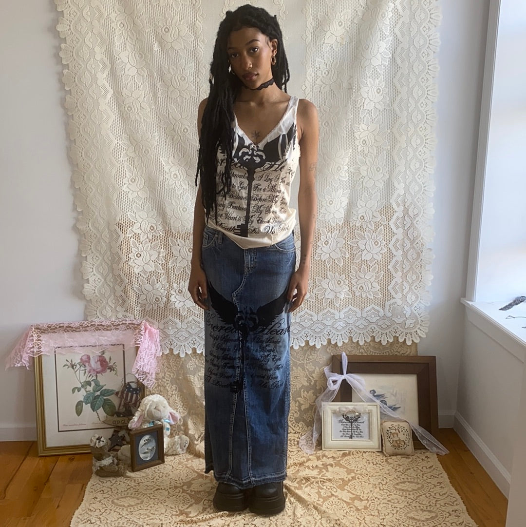Sacred Heart Denim Maxi Skirt – Bodycitated