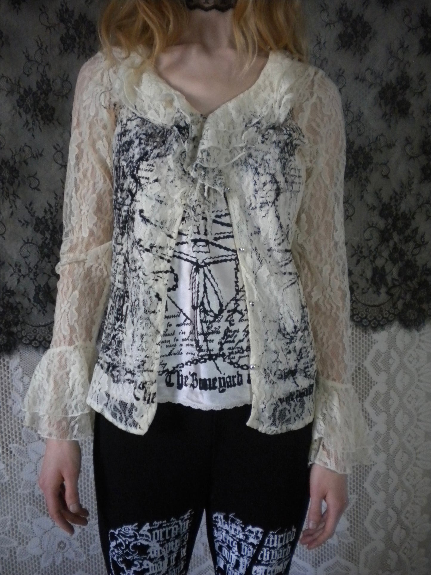 Boneyard Ashes Lace Overlay Top