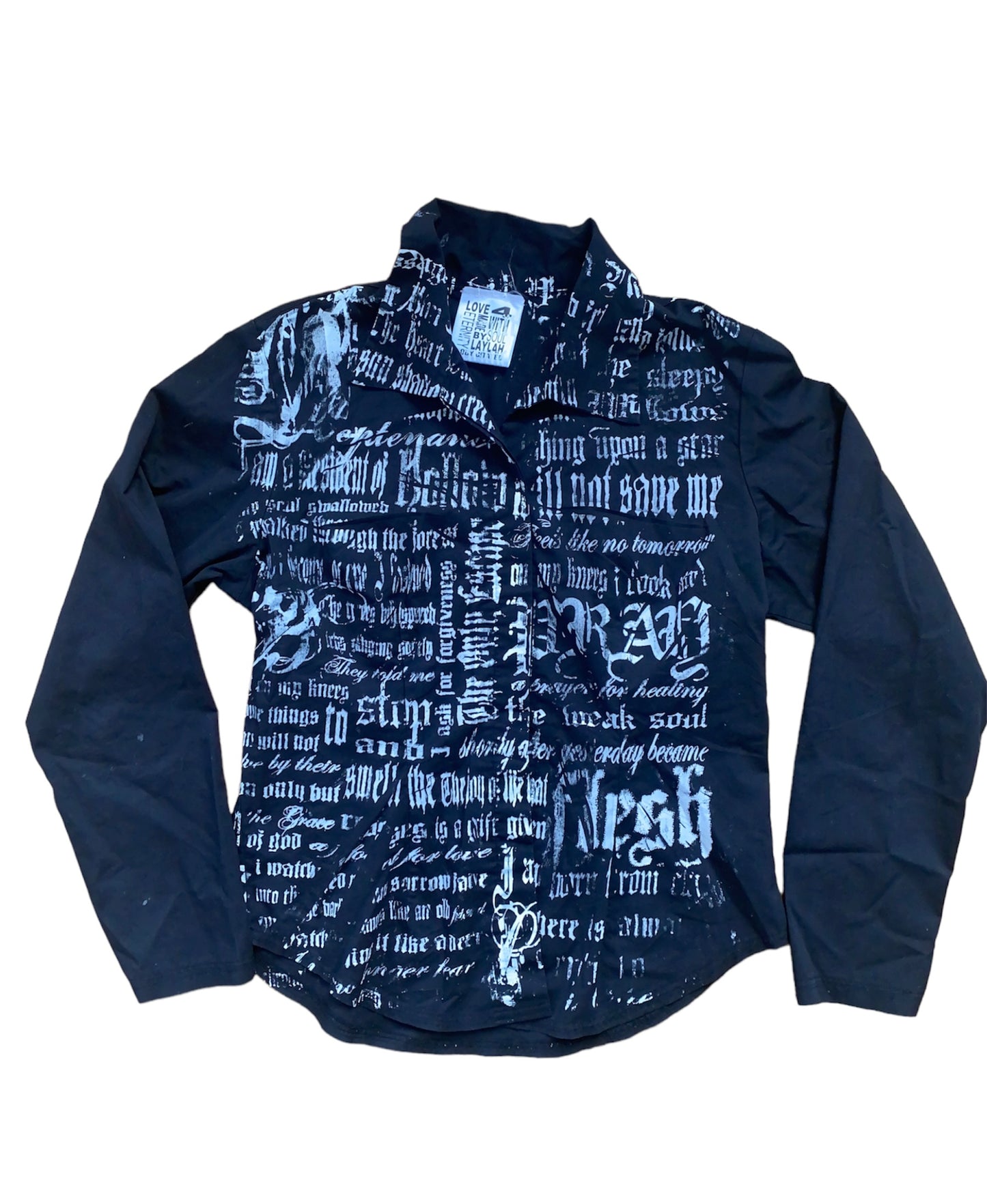 Pray Flesh Tears Black LS Button Up