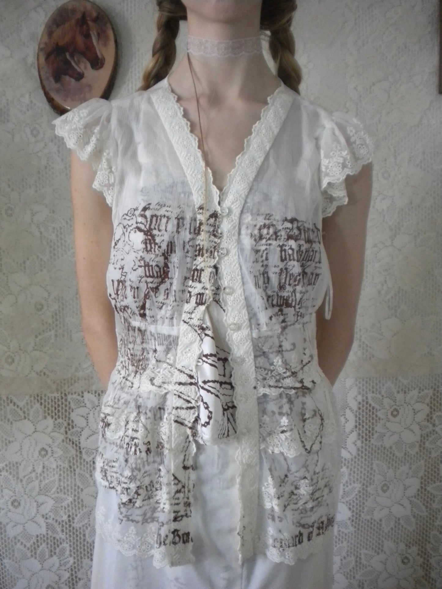 Boneyard Ashes Lace Button Up