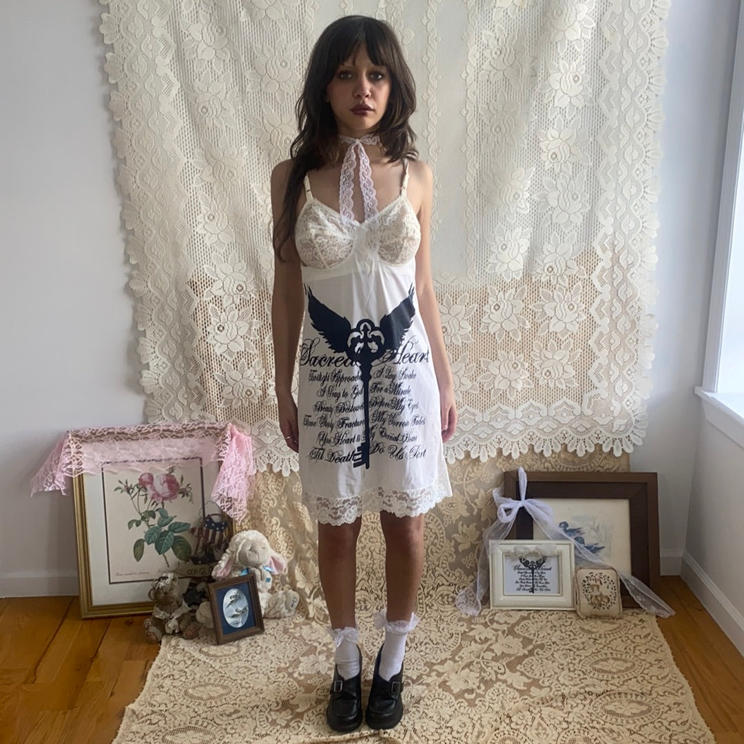 Sacred Heart Vintage Ivory Slip Dress